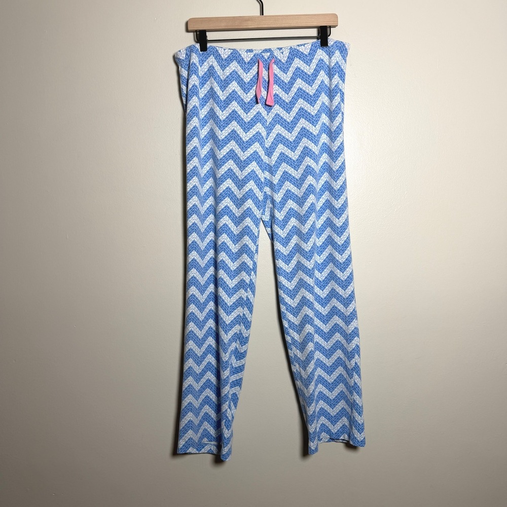 Vineyard Vines Blue White Chevron‎ Whale Pajama Pants S Pink Drawstring Cotton